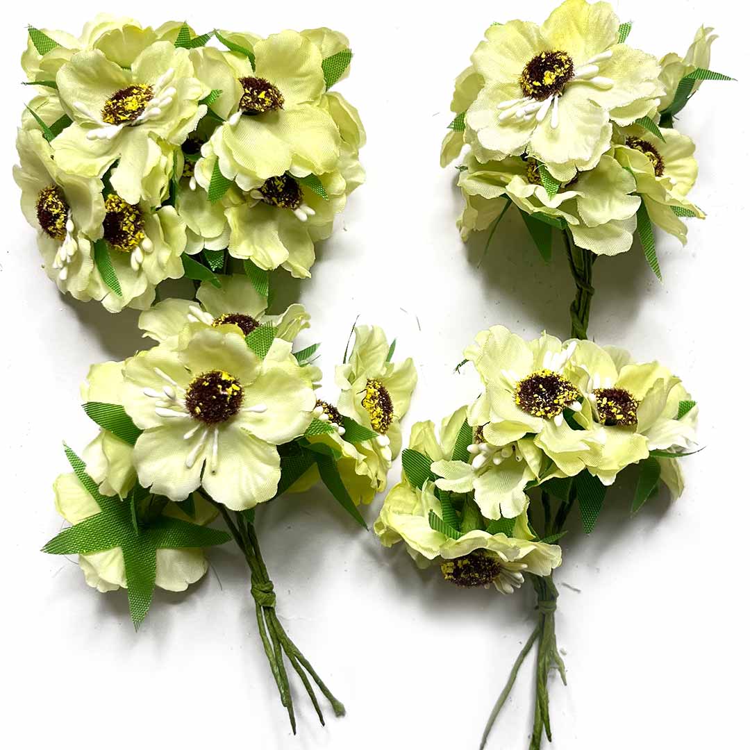 Light yellow Color Poppy Flowers | Red Color | poppy Flower | Flower Bunch 2 of 12 PCS | Art Craft | Craft Store | Craft | Art Making | Project Making | Online Art Craft | Indian Art Craft | Indian Craft | Handmade | decoration Essentials | Adikala Craft Store