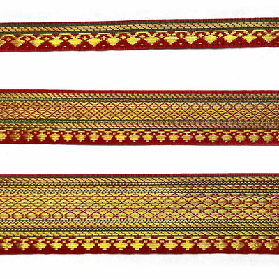 Maroon & Golden Zari Color Weaving Border 3-In-One - ( 5 mtr )