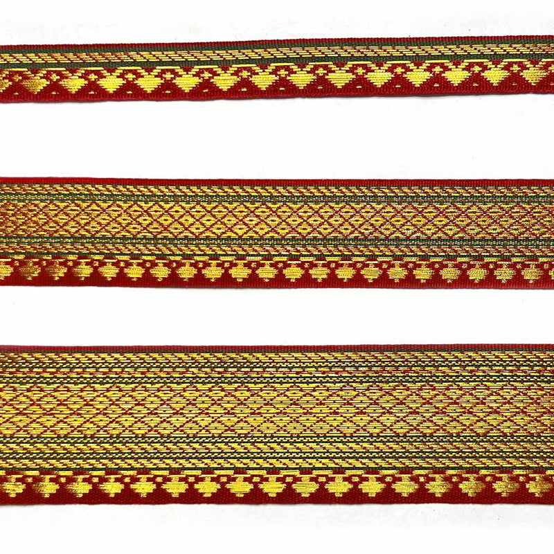 Maroon & Golden Zari Color Weaving Border 3-In-One - ( 5 mtr )