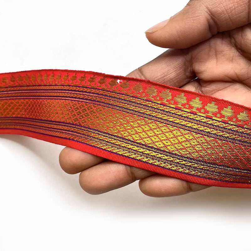 Red & Golden Zari Color | Zari Color Weaving Border | Weaving Border |  Art Craft | Craft Store | Craft | Art Making | Project Making | Online Art Craft | Indian Art Craft | Indian Craft | Handmade | decoration Essentials | Adikala Craft Store