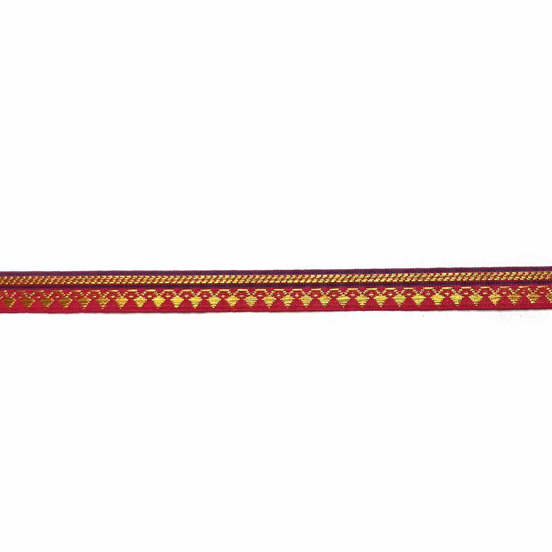Blue & Golden Zari Color Weaving Border | Red | Golden Za ri Color Weaving Border | Art Craft | Craft Store | Craft | Art Making | Project Making | Online Art Craft | Indian Art Craft | Indian Craft | Handmade | decoration Essentials | Adikala Craft Store