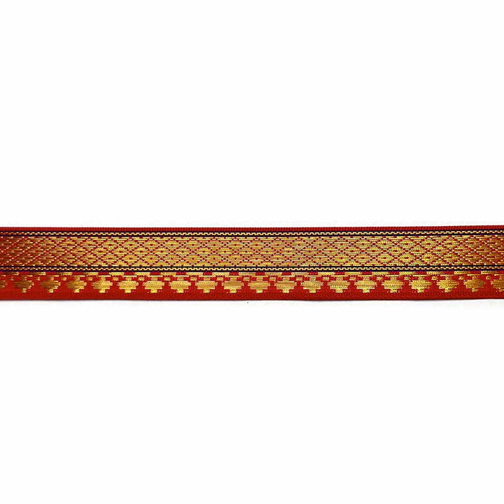 Blue & Golden Zari Color Weaving Border | Red | Golden Za ri Color Weaving Border | Art Craft | Craft Store | Craft | Art Making | Project Making | Online Art Craft | Indian Art Craft | Indian Craft | Handmade | decoration Essentials | Adikala Craft Store