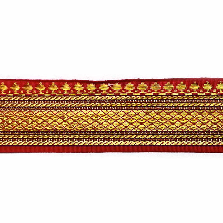 Blue & Golden Zari Color Weaving Border | Red | Golden Za ri Color Weaving Border | Art Craft | Craft Store | Craft | Art Making | Project Making | Online Art Craft | Indian Art Craft | Indian Craft | Handmade | decoration Essentials | Adikala Craft Store