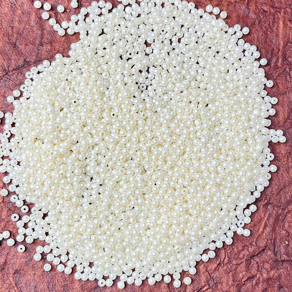 Cream Color 3mm Pearl Beads | pack of 100 gms | Pearl Beads | Craft Store | Art Craft | Adikala craft Store | handmade | Decoration Essentials 