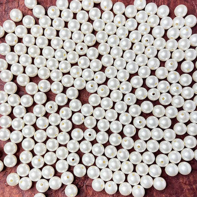 Cream Color 1 Cm Pearl Beads (Pack Of 100 gms) | Cream Color | Pearl Beads | Pack Of 100 gms | Craft Store online | Adikala Craft Store | Handmade | Decoration | Color white Pearl beads