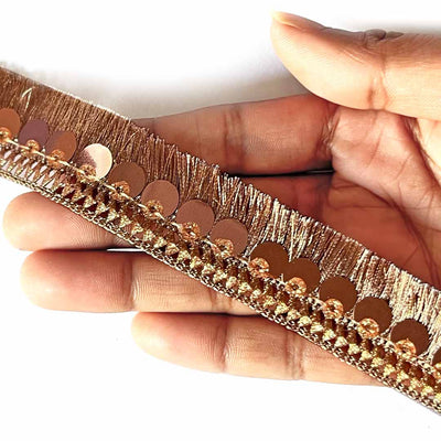 Rose Gold Zari Tassel | zari Tassels | fringe Sequenced lace | lace & Border | Rose Gold Color | Art Craft | Craft Store | Craft | Art Making | Project Making | Online Art Craft | Indian Art Craft | Indian Craft | Handmade | decoration Essentials | Adikala Craft Store