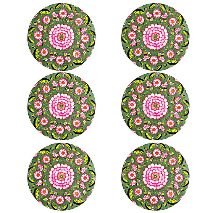 Green & Pink Color Pichwai Lotus Mdf | Green Pichwai Lotus | Pink Color Pichwai Lotus | Pichwai Lotus MDF | Pichwai Art | Online Craft | Art Craft | MDF
