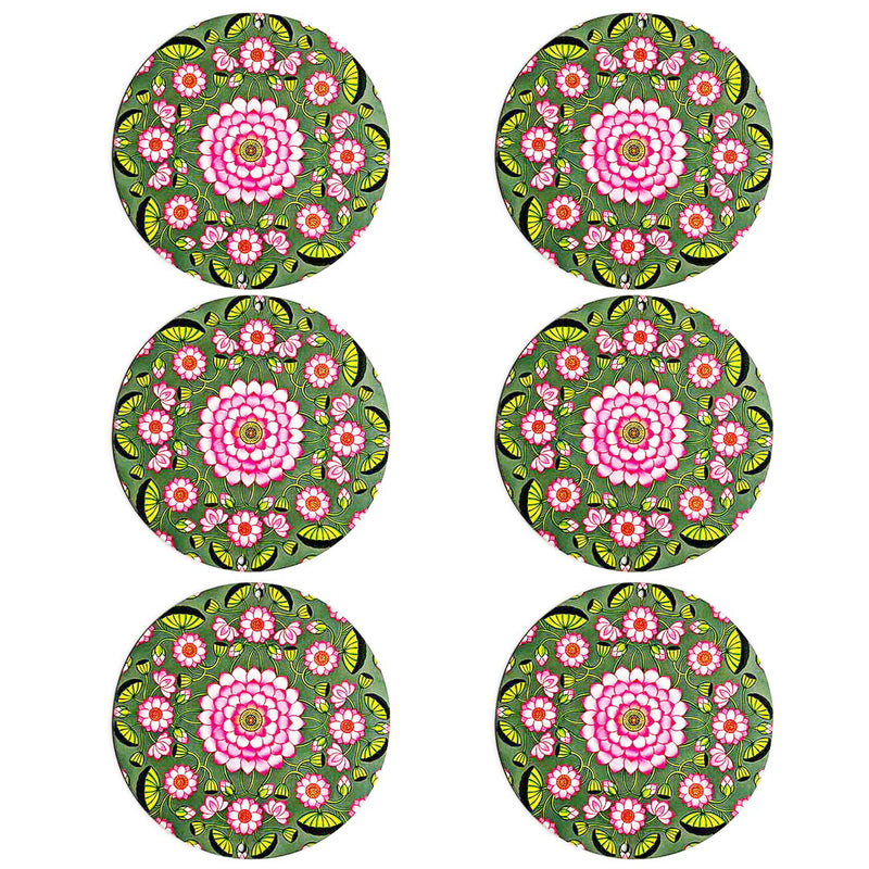 Green & Pink Color Pichwai Lotus Mdf | Green Pichwai Lotus | Pink Color Pichwai Lotus | Pichwai Lotus MDF | Pichwai Art | Online Craft | Art Craft | MDF