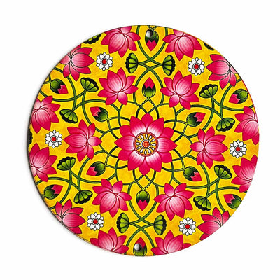 Yellow & Pink Color Pichwai Lotus Mdf | Yellow Lotus MDF | Pichwai Lotus | Lotus MDf | Yellow | Pink Color | Pichwai Lotus Design 