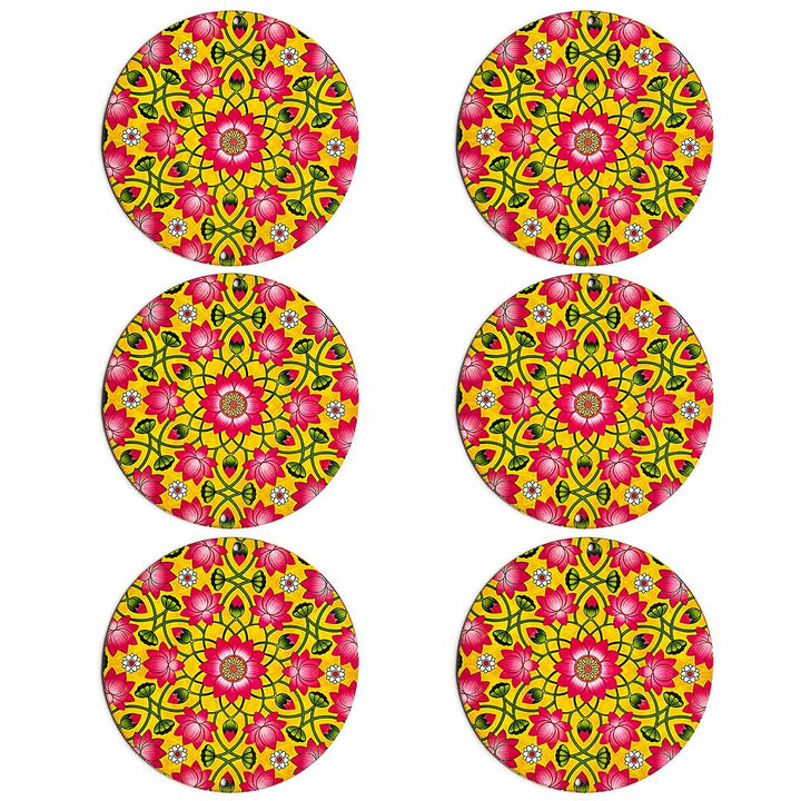 Yellow & Pink Color Pichwai Lotus Mdf | Yellow Lotus MDF | Pichwai Lotus | Lotus MDf | Yellow | Pink Color | Pichwai Lotus Design
