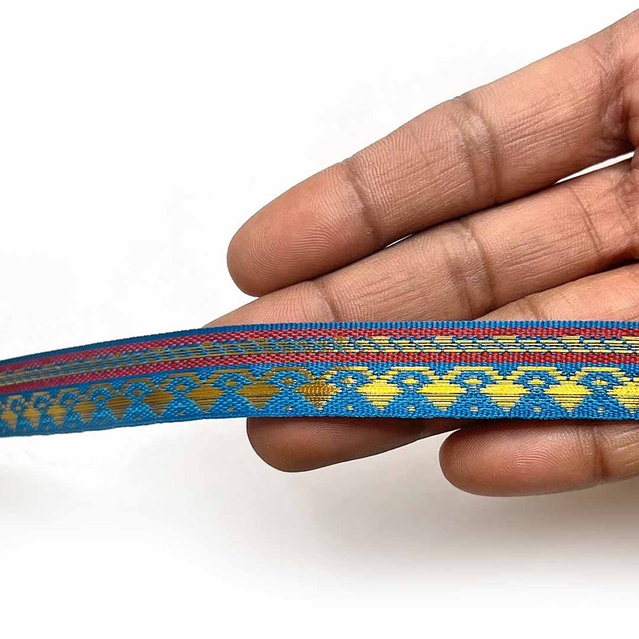 Firozi & Golden Zari Color Weaving Border | Firozi | Golden Za ri Color Weaving Border | Art Craft | Craft Store | Craft | Art Making | Project Making | Online Art Craft | Indian Art Craft | Indian Craft | Handmade | decoration Essentials | Adikala Craft Store
