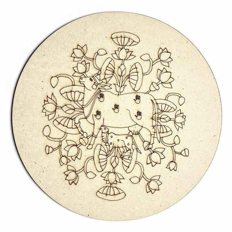 Cow With Calf Design Engraved Wall Plate Base With Frame | Cow With Calf Design | Engraved wall Plates | Base | With Frame | Engraved wall plates | Art Craft | Craft Store Online | Indian craft | Adikala