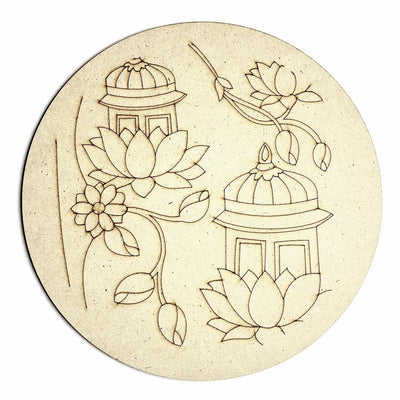 Temple Design Engraved Wall Plate Base With Frame | Temple Design | Engraved Design | MDF | Wall Plates | Frame | Engraved Wall Plates | Art Craft | online Craft | Indian Art | Adikala