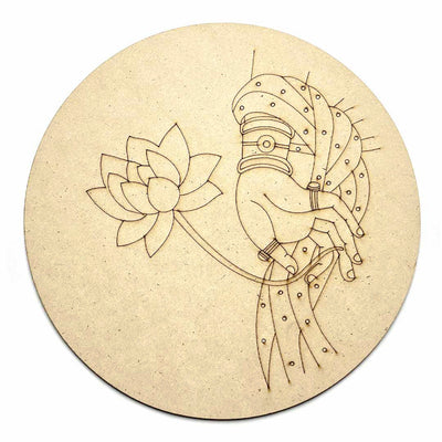 Lotus In Hand Design Engraved Wall Plate | Engraved Wall | Base With Frame | Lotus In Hand Design | Wall Plate Base With Frame | Lotus In Hand Design | Art craft | Craft store online | MDF Frame | Adikala