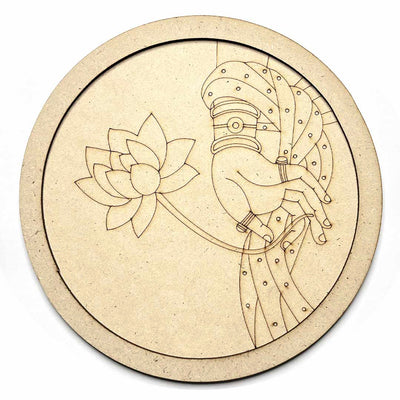 Lotus In Hand Design Engraved Wall Plate | Engraved Wall |  Base With Frame | Lotus In Hand Design | Wall Plate Base With Frame | Lotus In Hand Design | Art craft | Craft store online |  MDF Frame | Adikala 