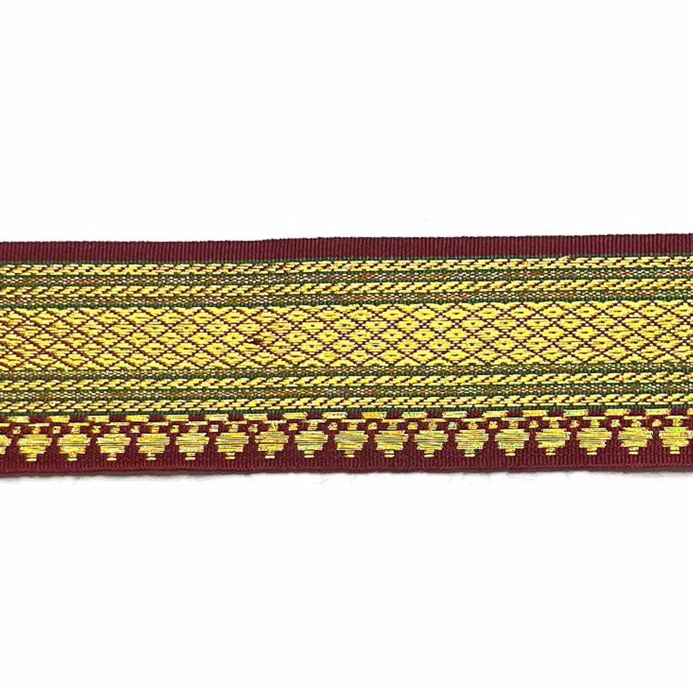 Maroon & Golden Zari Color Weaving Border | Maroon | Golden Zari Color Weaving Border | Art Craft | Craft Store | Craft | Art Making | Project Making | Online Art Craft | Indian Art Craft | Indian Craft | Handmade | decoration Essentials | Adikala Craft Store