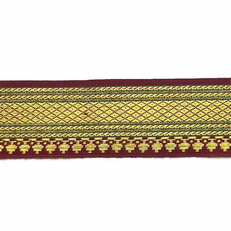 Maroon & Golden Zari Color Weaving Border 3-In-One - ( 5 mtr )