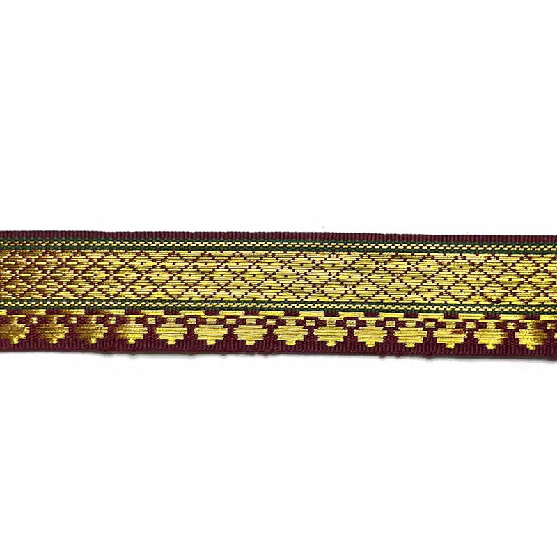 Maroon & Golden Zari Color Weaving Border 3-In-One - ( 5 mtr )