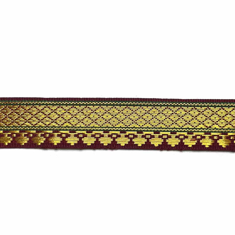 Maroon & Golden Zari Color Weaving Border | red | Golden Za ri Color Weaving Border | Art Craft | Craft Store | Craft | Art Making | Project Making | Online Art Craft | Indian Art Craft | Indian Craft | Handmade | decoration Essentials | Adikala Craft Store