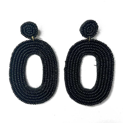 Black Color Oval Shape Earrings