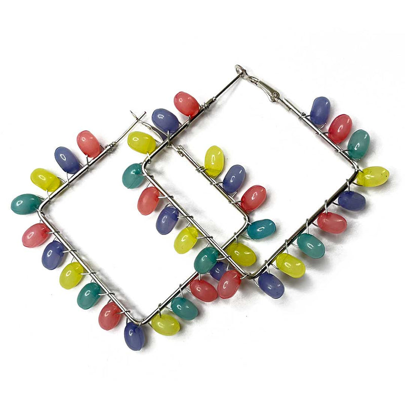 Multi Color Square Shape Hoop(Bali)