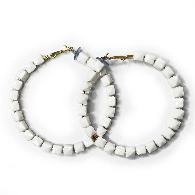 White Color Round Shape Hoop(Bali)