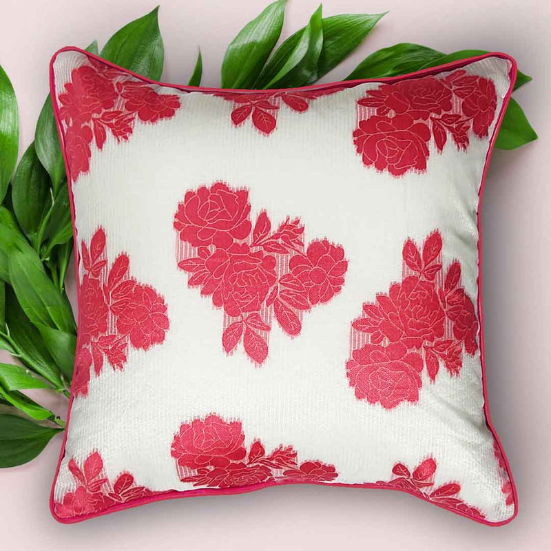 Tissue Silk Floral Designed Cushion Cover | Tissue Silk | Floral | Cushion  | Cover | Covers | Cushion Covers | Art Craft Store  | Adikala Craft Store  | Flover Cover | Tissue Cover 