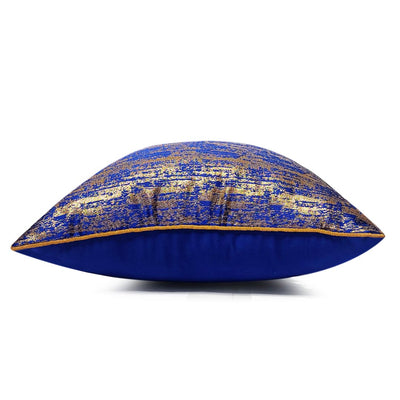 Blue & Golden abstract Weaving Silk Cushion Cover | Blue Cover | Goldenb Cover | Golden Abstract | Weaving silk | Cushion cover | Cover | Art Craft | Craft store online | adikala Craft Store