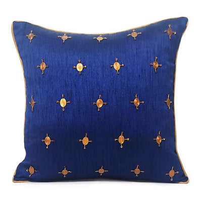Sequence Work On Blue Heavy Quality Dupin Silk Cushion Cover | Sequence Work | Blue | Cushion Cover | Quality Dupin | cushion | cushion cover | Art Craft | Craft online | silk | silk Cover