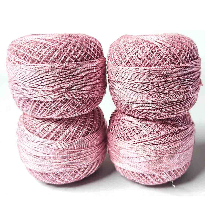 Metallic Baby Pink Cotton Crochet Thread Balls for Knitting, Weaving, Embroidery and Craft Making | Crochet Cotton | Thread Balls | Cotton Balls | Knitting | Weaving | Embroidery | Craft Making | Adikala Craft Store | Art Craft | Craft | Decoration | Home Deacor