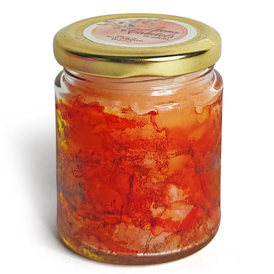 Orange Aroma Candle - Fluid Art Painted Candle Jar | Orange Aroma candle | Fluid Art Painted Candle Jar | Adikala Craft Store | Art Craft | Jar Candle