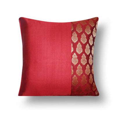 Maroon Chanderi & Poly Silk Embellished Cushion Cover | Maroon Chanderi | Poly Silk | Embellished cushion Cover | Cushions | Cover | Poly Silk | Maroon Cushion Cover | Chanderi | Art Craft | Craft Store | Adikala Craft Store