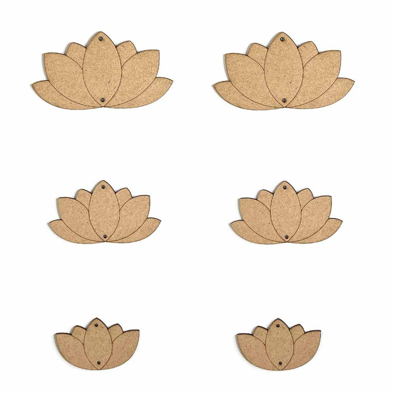 Engraved Mdf Cutout Of Lotus Set of 6 | Kamal Talai | cutout of lotus | Decoration | Indian Art | Wall Art | Engraved Design | Cutouts | Art | Art Craft | Adikala Craft Store 