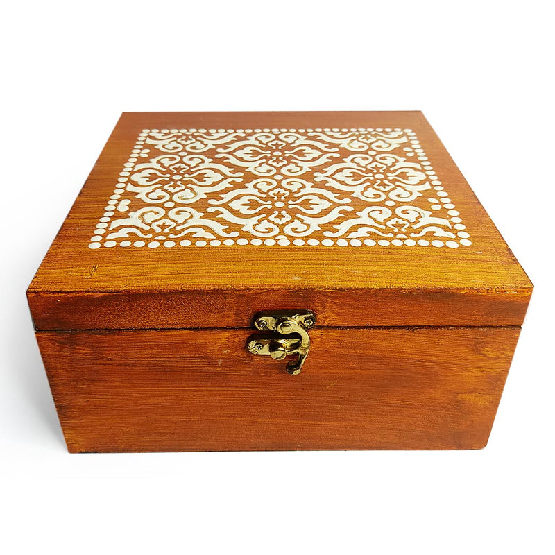 Wooden Textured With Embossed Design Pinewood Multipurpose Box