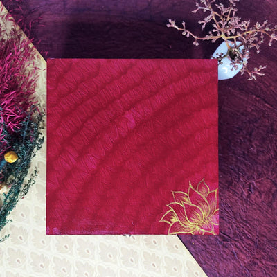 Gold Lotus Flower On Maroon Textured Design Pinewood Multipurpose Box