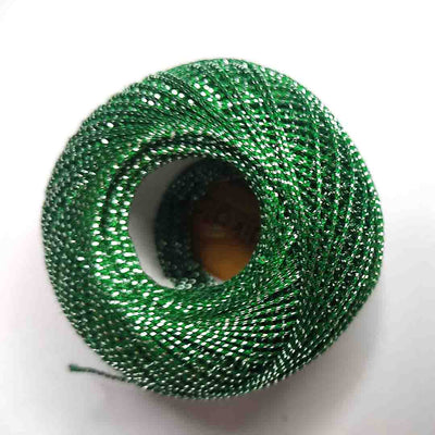 Metallic Green Cotton Crochet Thread Balls for Knitting, Weaving, Embroidery and Craft Making | Crochet Cotton | Thread Balls | Cotton Balls | Knitting | Weaving | Embroidery | Craft Making | Adikala Craft Store | Art Craft | Craft | Decoration | Home Deacor