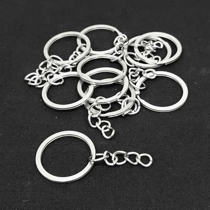 Silver Key Ring (with chain) pack of 10 | Silver Key Chain | Chain Essential | Key Rings |  Adikala Craft Store | Craft Store | Art Craft | Craft 