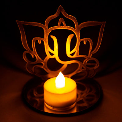 Lord Ganesh Golden Tea light Holder