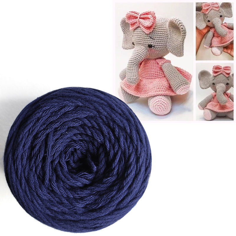 Navy Blue Color 8 PLY Cotton Crochet Thread Balls for Weaving and Craft Making - 100GMS