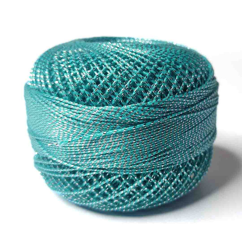 Metallic Firozi Cotton Crochet Thread Balls for Knitting, Weaving, Embroidery and Craft Making |   Crochet Cotton | Thread Balls | Cotton Balls | Knitting | Weaving | Embroidery |  Craft Making | Adikala Craft Store |  Art Craft | Craft | Decoration | Home Deacor