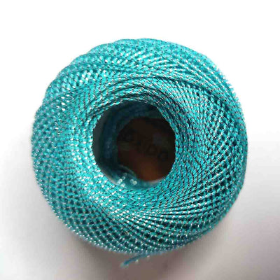 Metallic Firozi Cotton Crochet Thread Balls for Knitting, Weaving, Embroidery and Craft Making | Crochet Cotton | Thread Balls | Cotton Balls | Knitting | Weaving | Embroidery | Craft Making | Adikala Craft Store | Art Craft | Craft | Decoration | Home Deacor