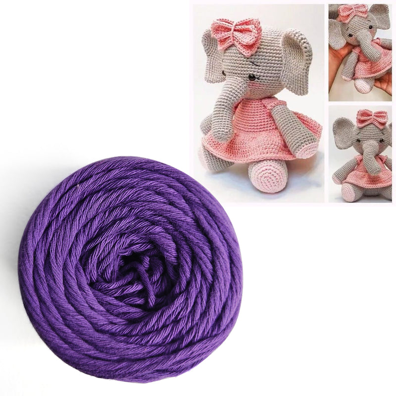 Purple Color 8 PLY Cotton Crochet Thread Balls for Weaving and Craft Making - 100GMS