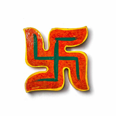 Swastick (Satiya) Orange | Green Wooden Miniature | Swastick (Satiya) Orange & Green Wooden Miniature